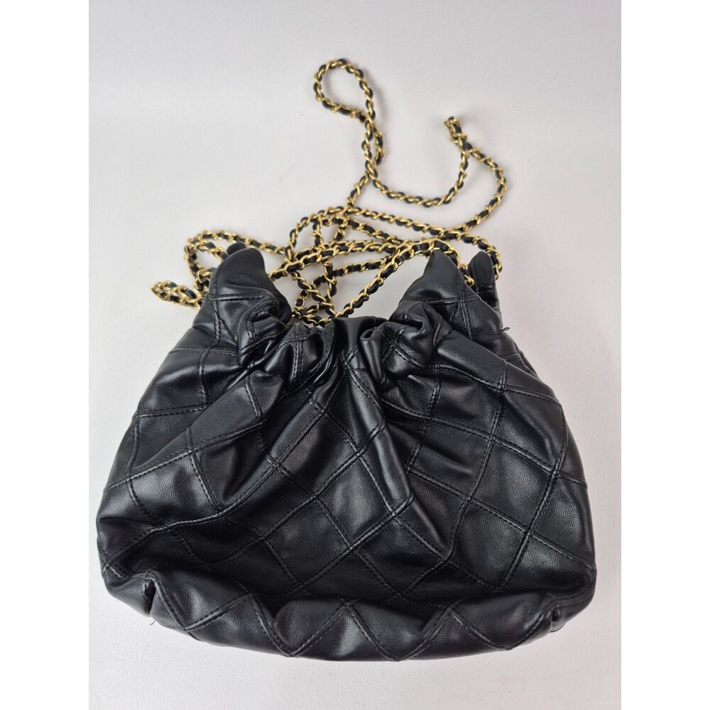 Tory Burch Black Mini Fleming Soft Hobo Leather Bag